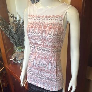 NWT chaps size small Patterned Sleeveless Top - Pink and White